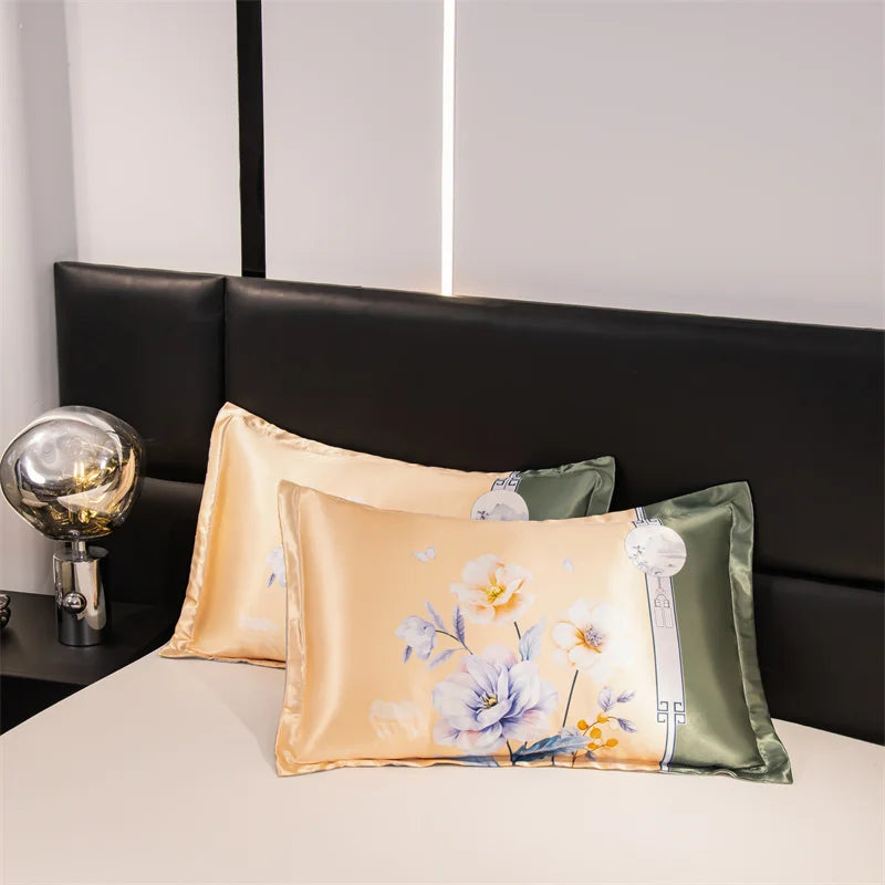 2PCS Satin Pillowcase ,Mulberry Silk Feeling Pillow Cases for Hair and Skin  Satin Cooling Pillow Covers